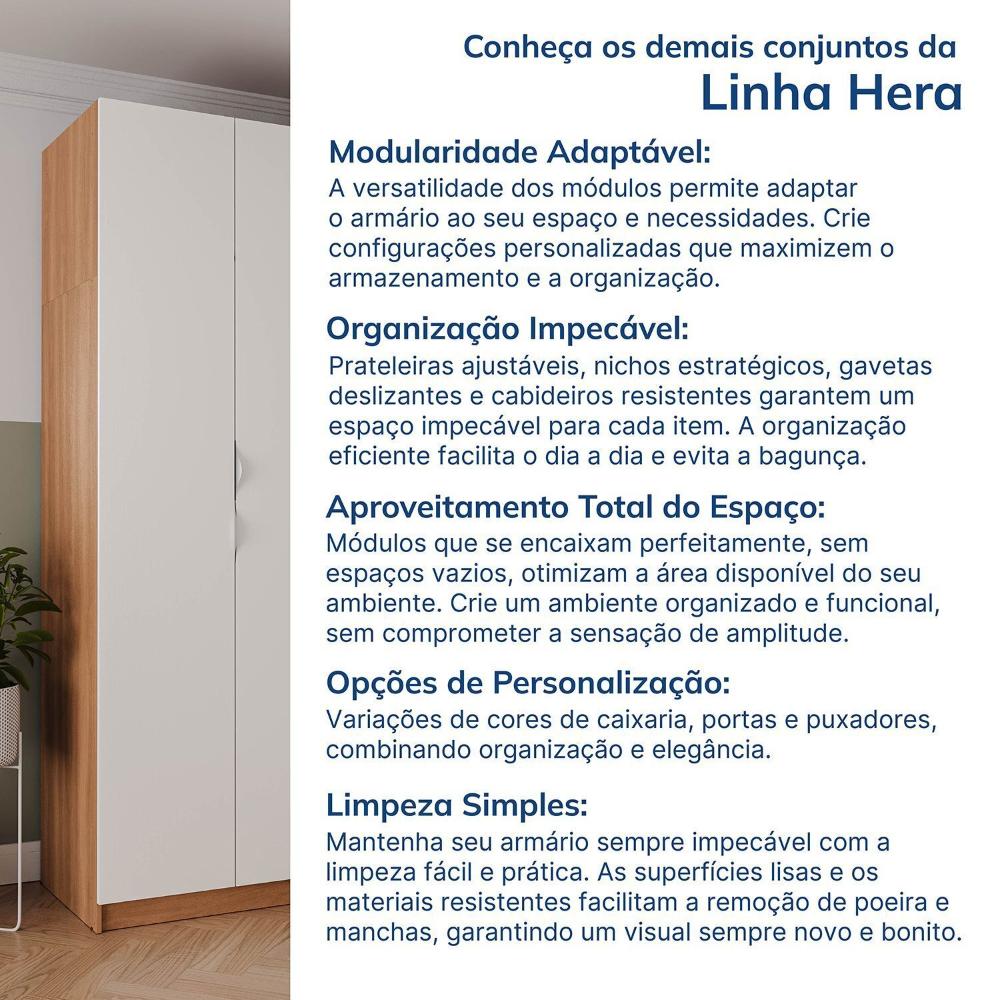 Guarda-roupa Modulado 2 Portas 3 Peças Hera Cabecasa Madeiramadeira Preto