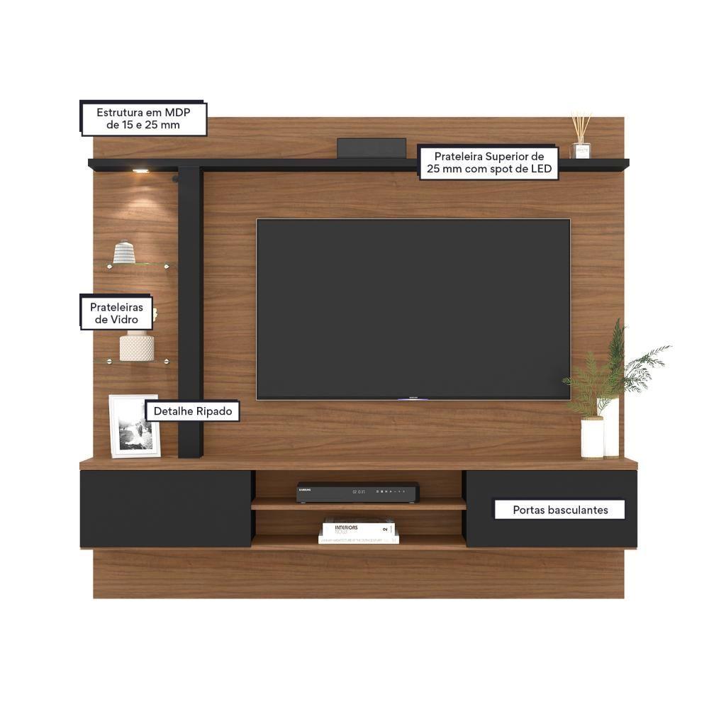 Miniatura Painel Home Suspenso Salinas Noce Milano Preto Fosco