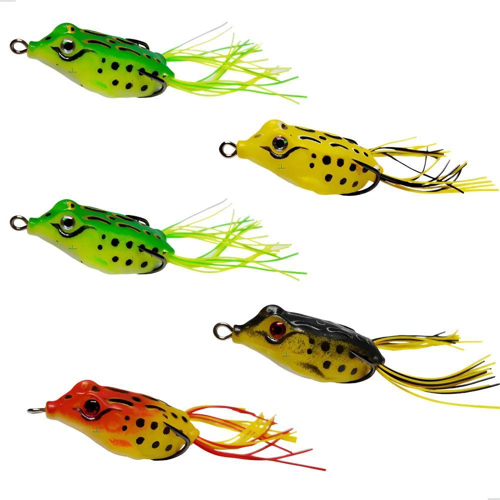 Miniatura Kit 5X Isca Artificial Pesca Sapo Frog Sapinho Traíra Tucuna