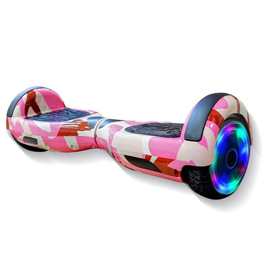 Miniatura Hoverboard Overboard Skate Elétrico Led Rosa Camuflado Nº5