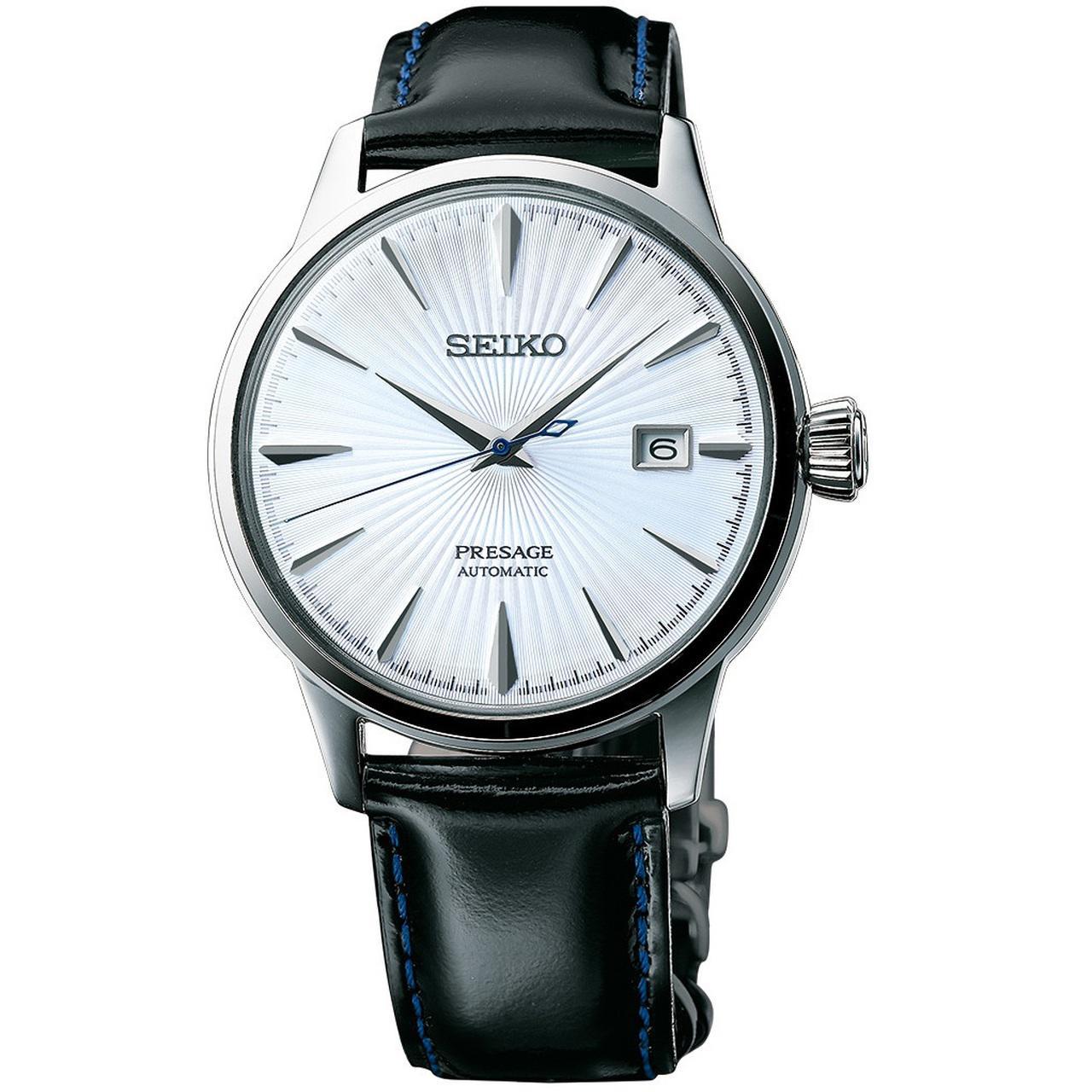 Miniatura Relógio Masculino Prata Couro Seiko Presage Srpb43J1 A1Px