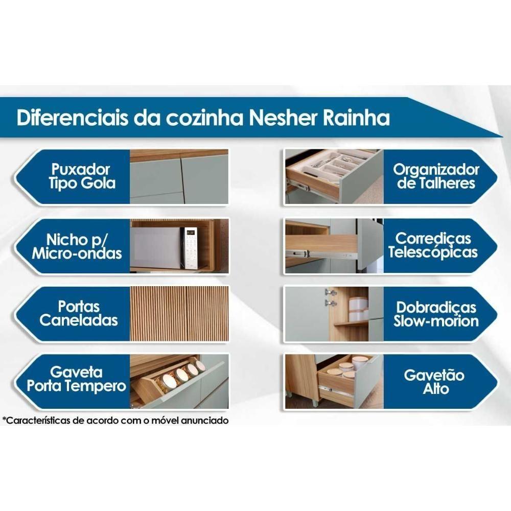 Cozinha Completa Completa Rainha 7 Peças Nature/verde - Nesher