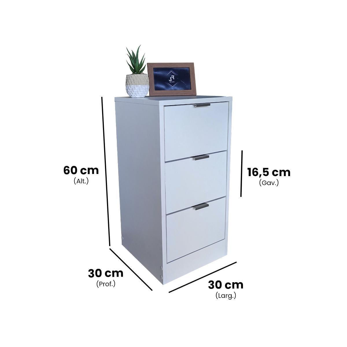 Miniatura Mesa De Cabeceira 30Cm 3 Gavetas Quarto Cama Puxador Cinza