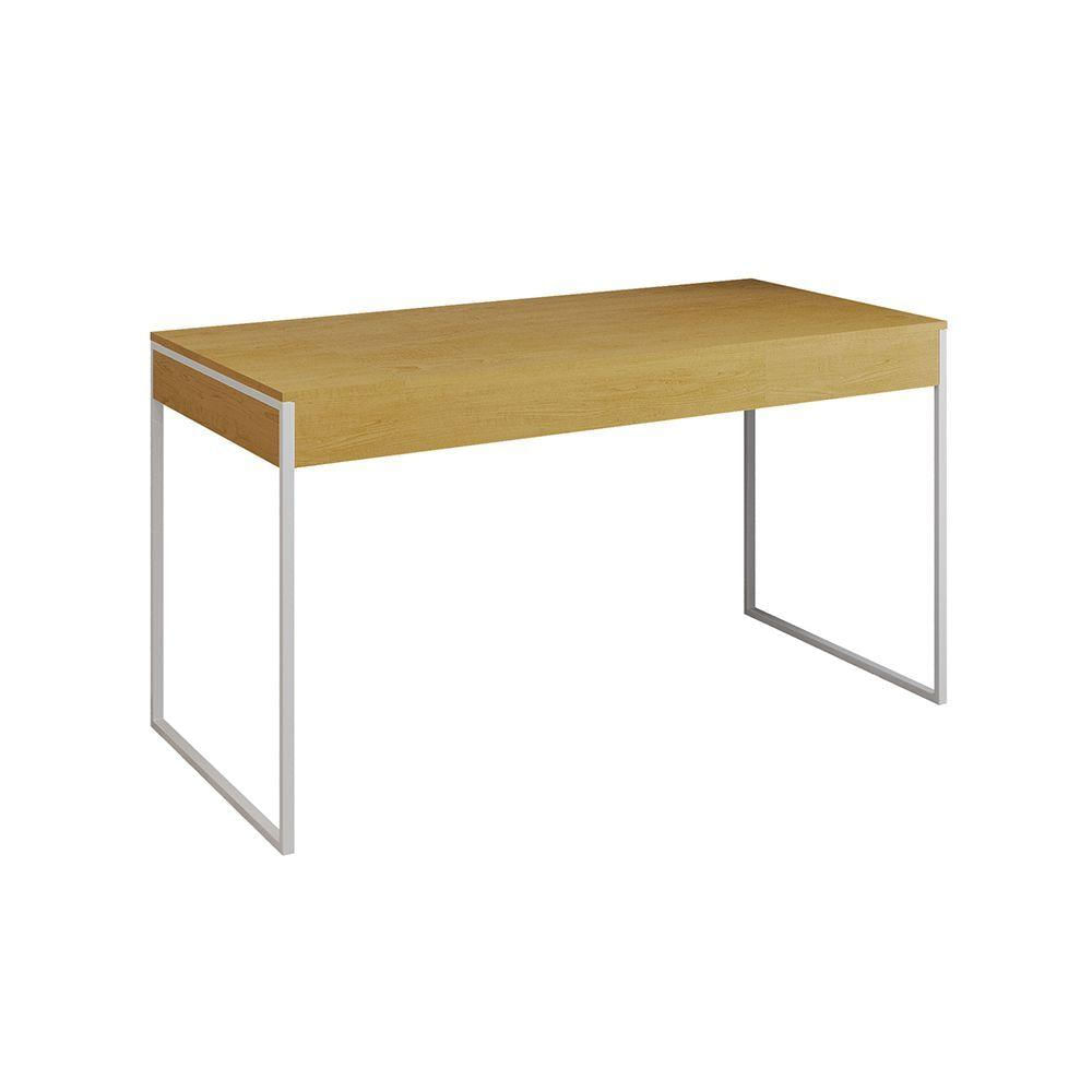 Miniatura Escrivaninha Industrial Office Estudo Malta Canela 137X53Cm Com 1 Poltrona Preta Base F Marrom