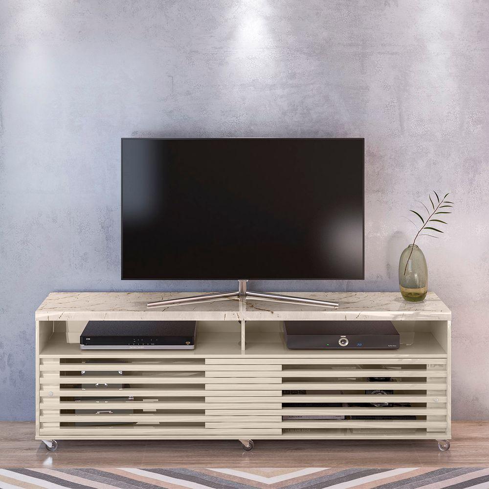 Miniatura Rack Bancada De Tv 65 Pol 182cm Tery Z10 Off White Calacata Mpozenato