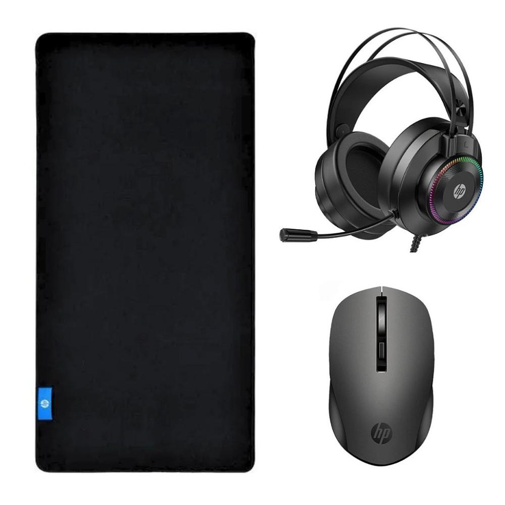 Miniatura Kit Mouse Pad Speed Gamer + Mouse Óptico sem Fio + Headset 7.1 - HP