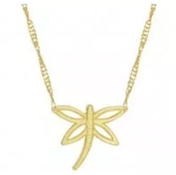 Miniatura Colar Cordão Libélula Borboleta Folheado 18k