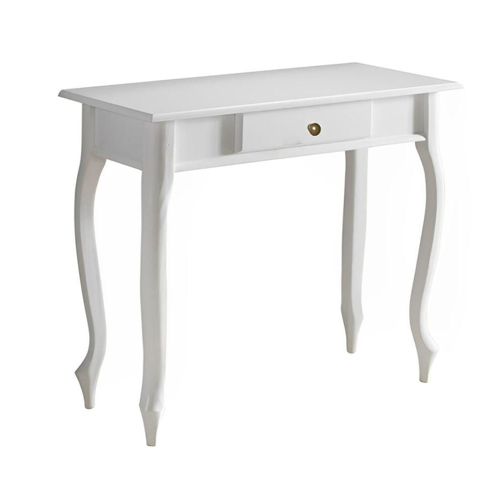 Miniatura Aparador De Sala Rústico Madeira 1 Gavetas Pés Luiz Xv - Branca Laca