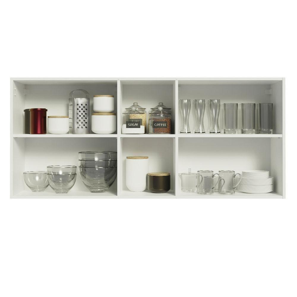 Armário Aéreo 150 Cm 2 Portas E 2 Nichos Branco/Cinza