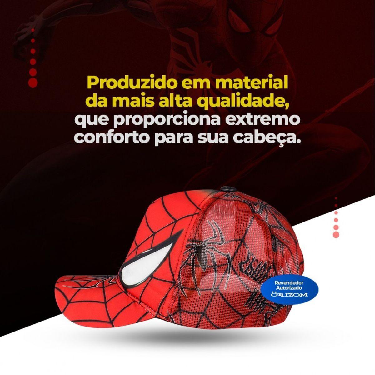 Miniatura Bone Infantil Homem Aranha Ajustavel Trucker Vermelho Heroi