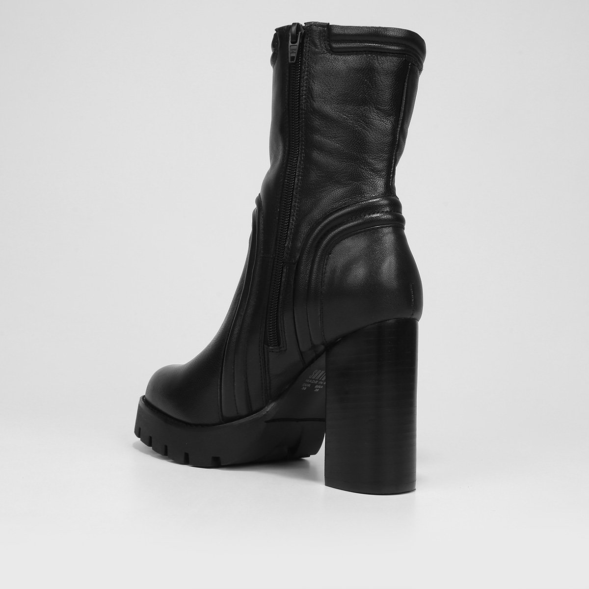 Miniatura Bota Couro Cano Médio Santa Lolla Salto Alto Feminina Preto - 34