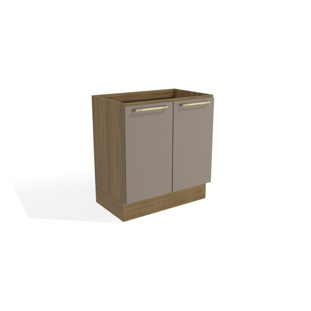 Miniatura Balcão de Cozinha 80cm 2 Portas Madeira Kappesberg Nogueira/Fendi