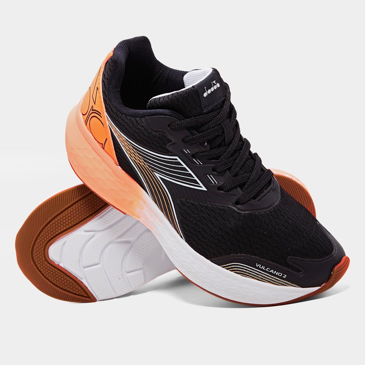 Miniatura Tênis Diadora Vulcano II Feminino Preto+Laranja Escuro - 34