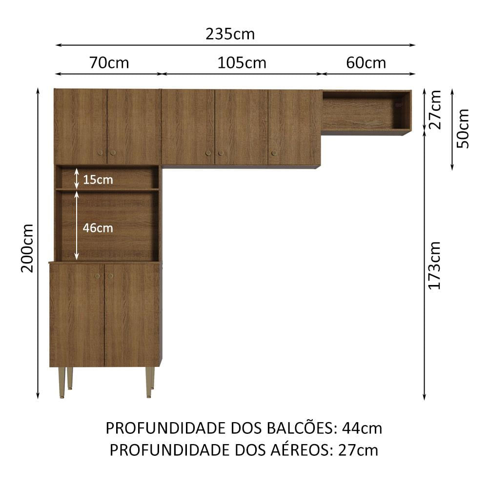 Miniatura Armário de Cozinha Compacta Quiosque 235cm Gourmet Madesa 01 Rustic