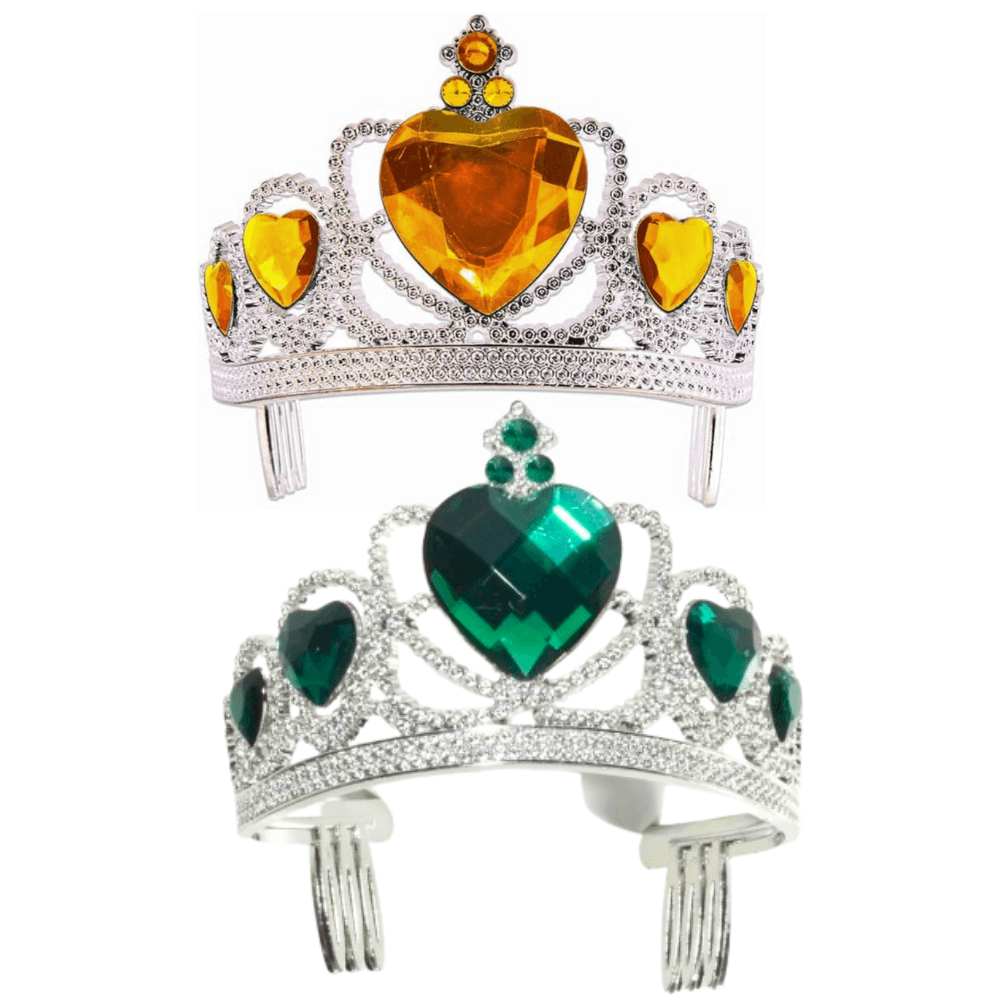 Miniatura Coroa Tiara Pedras de Coração - Verde ou Amarelo
  com presilhas laterais Tiara De Coração Vermelho Abrakadabra Fantasias Amarelo