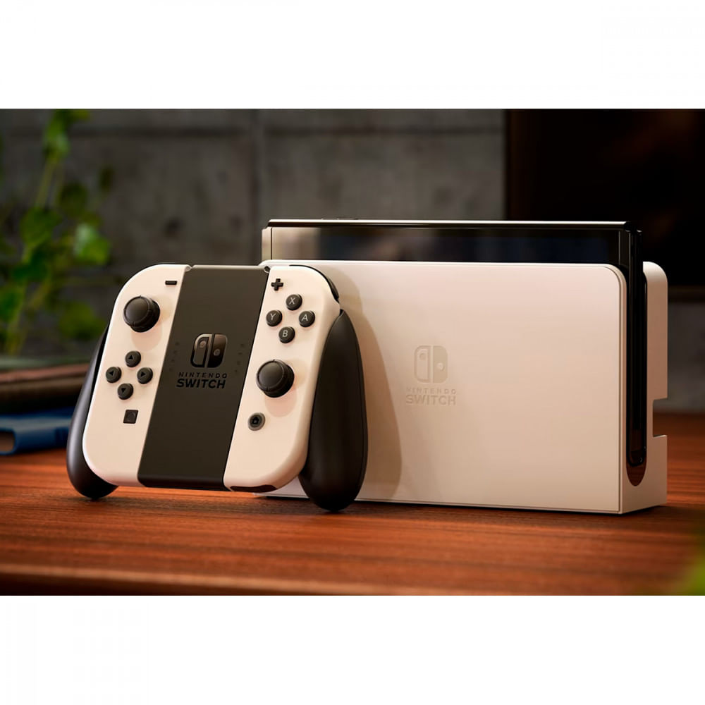 Console Nintendo Switch Oled 64GB + Mario Kart Deluxe 8 Branco 058112204083 - Branco - 12 Meses - Corrida - Arcade - Switch Oled - OLED - 0!x!Switch Oled 64GB 1X Joy-C. - Console Nintendo Switch Oled . - 100/240 (Bivolt)