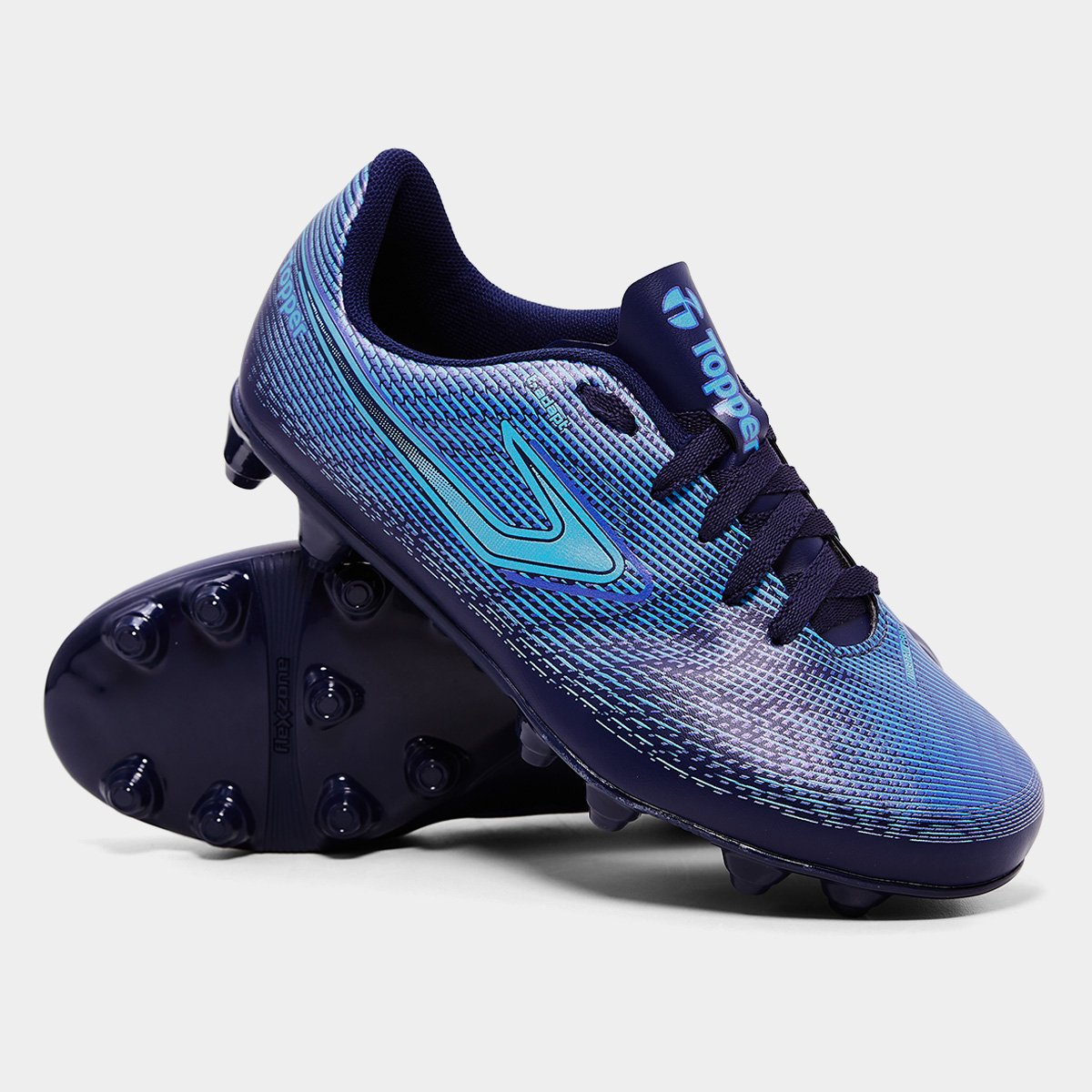 Miniatura Chuteira Campo Topper Slick VI Masculina Marinho+Azul - 39