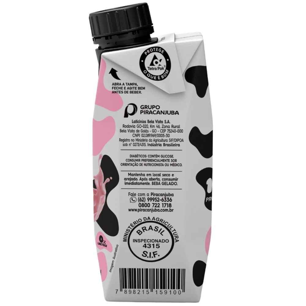 Miniatura Bebida Láctea Milky Moo Mimosa Sabor Brigadeiro Branco Com Morango 250ml