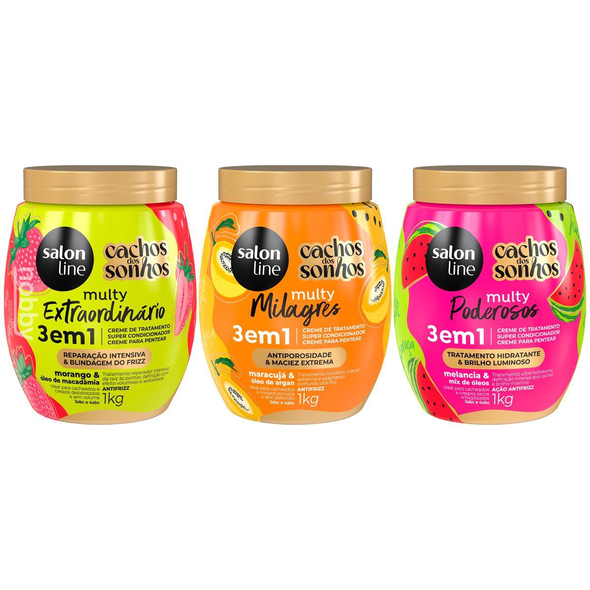Miniatura Kit Cronograma Capilar 3 Cremes Frutas Multy Salon Line