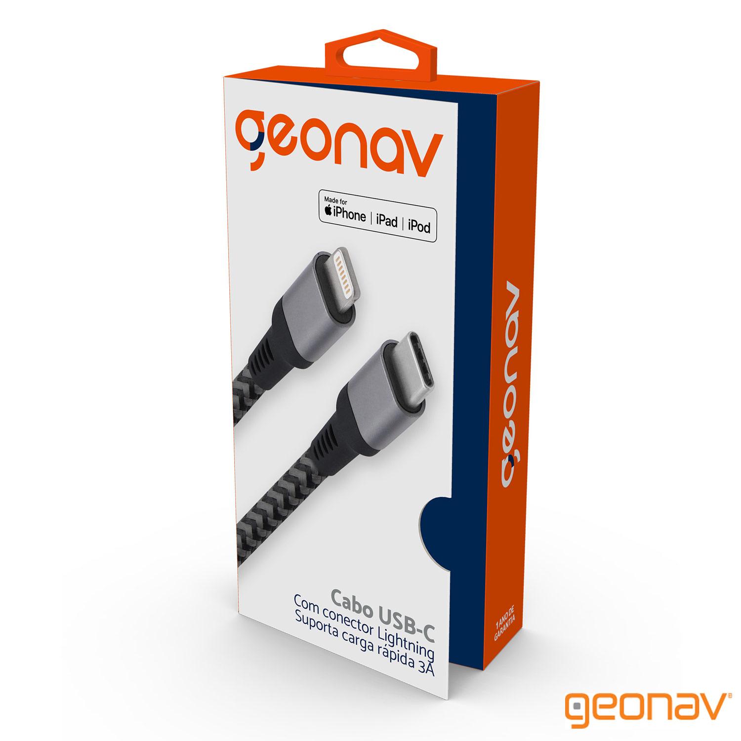 Miniatura Cabo Lightning USB-C 1 com 1,5 Metros para iPod, iPhone e iPad - Geonav - LIUC01