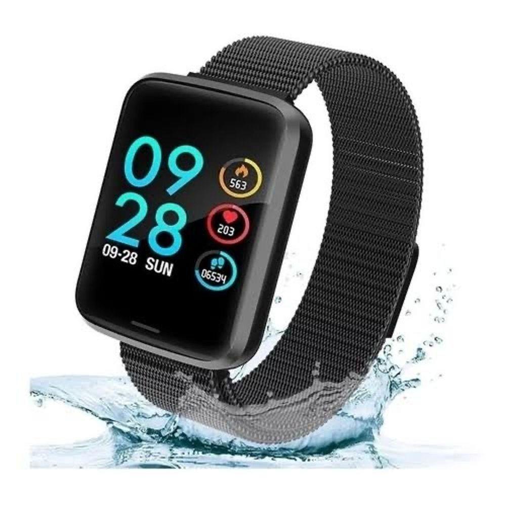 Miniatura Relógio Smart Watch Feminino Oled P70 + Duas Pulseiras Preto
