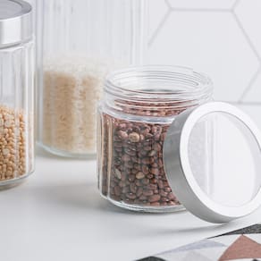 Porta Mantimento de Vidro Lyor Sydney com Tampa de Aço Inox e Acrílico - 1,2 litros PORTA MANTIMENTO VIDRO COM TAMPA INOX 1,2L LYOR