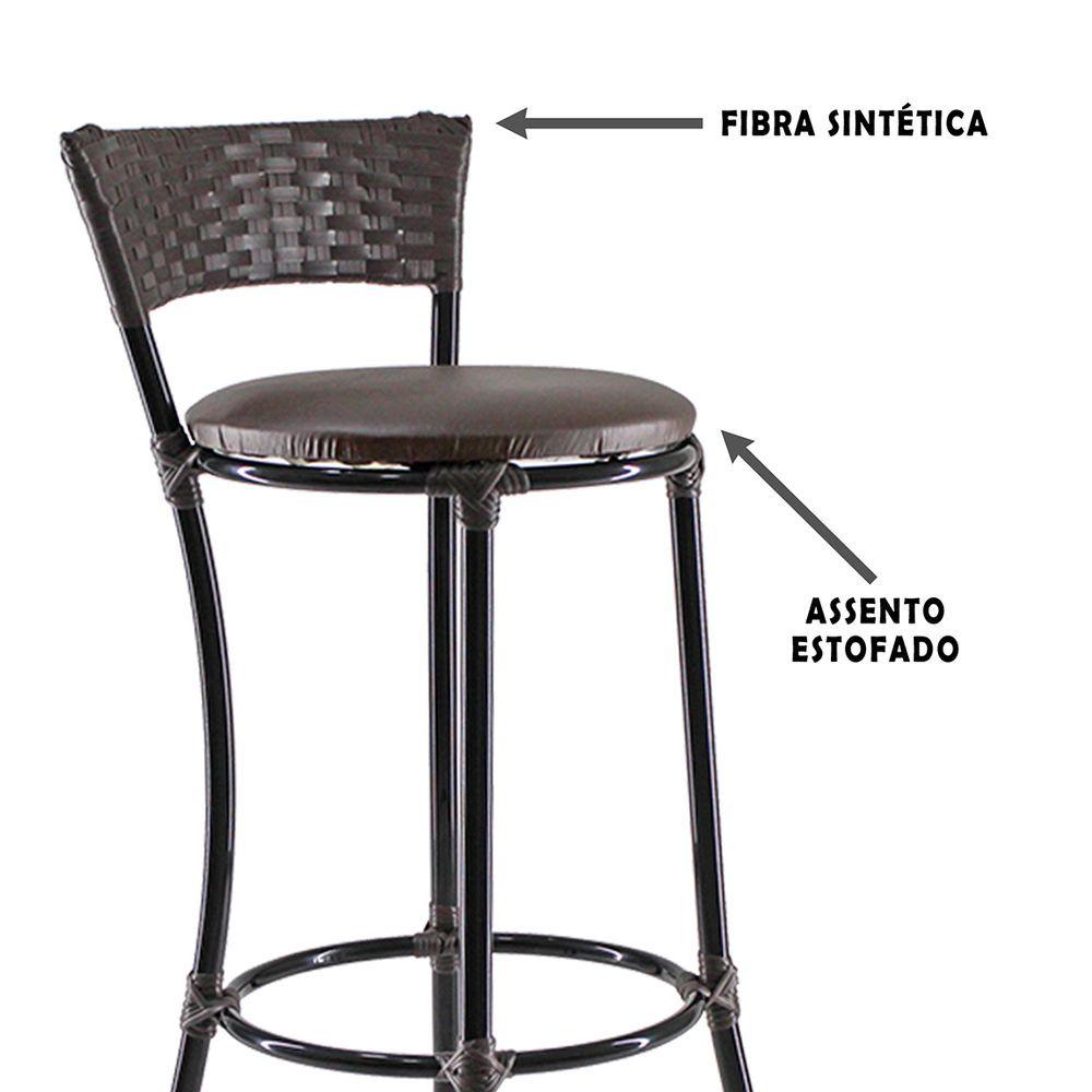 Miniatura Jogo Com 6 Banquetas Alta Forts Fibra Uv Bancada, área Goumert, Bar, Piscina, Balcão, Floral Marrom