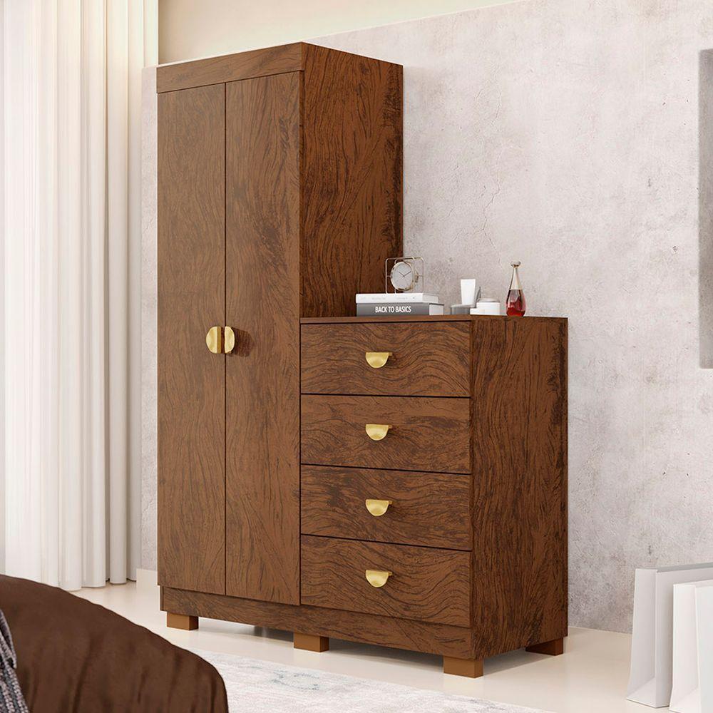 Miniatura Guarda Roupa Cômoda 4 Gavetas 120cm Cristal Imbuia Rústico Vila Rica