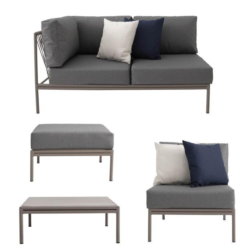 Conjunto Jardim e Varanda 1 Chaise 1 Sofá 1 Puff 1 Mesa Lateral 70cm Refúgio Cabecasa Madeiramadeira Champanhe/Cinza Mesclado