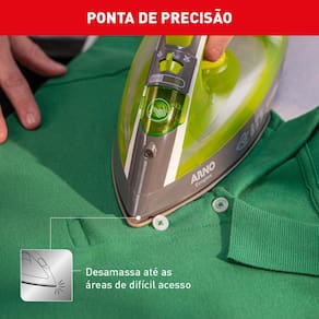 Ferro de Passar a Vapor Arno Ecogliss FEC1 com Spray e Base Cerâmica - Verde 110V