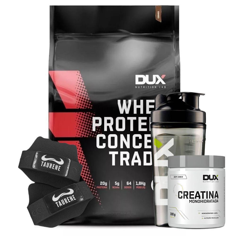 Miniatura Whey Concentrado 1,8Kg Cookies Creatina E Luva +  Dux