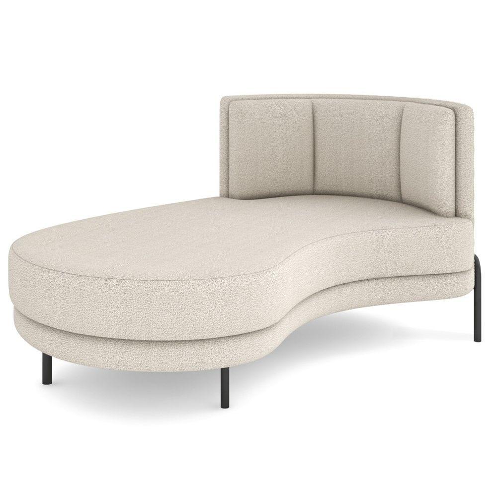 Miniatura Chaise Longue Divã 164cm Braço Direito Logus D06 Bouclê Bege - Mpozenato
