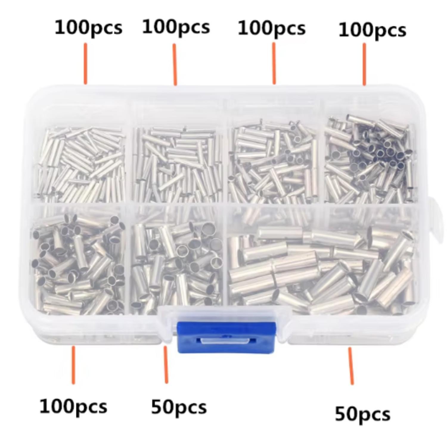Miniatura Kit 600 Terminal Fio Cabo Cobre Tubular 0.5 A 6Mm 22-10 Awg