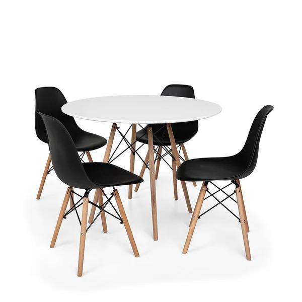 Miniatura Sala De Jantar Mesa Eames Eiffel Branca 90Cm Com 4 Cadeiras