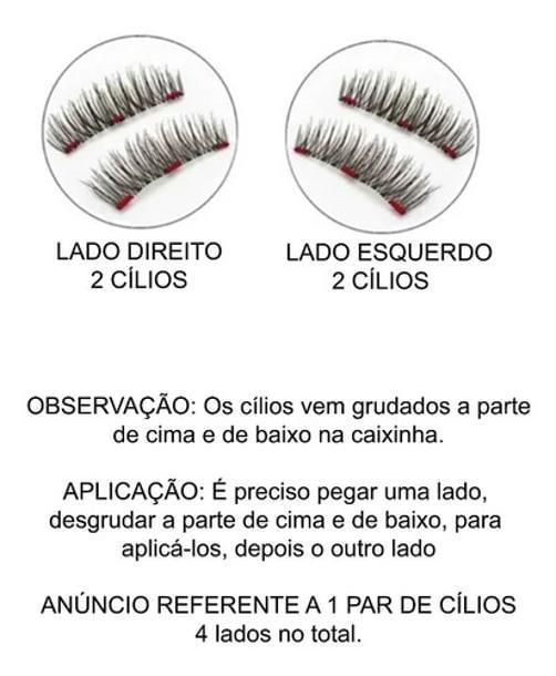 Cilios Postiços Magneticos 3 Imas Efeito 6D Volume Natural