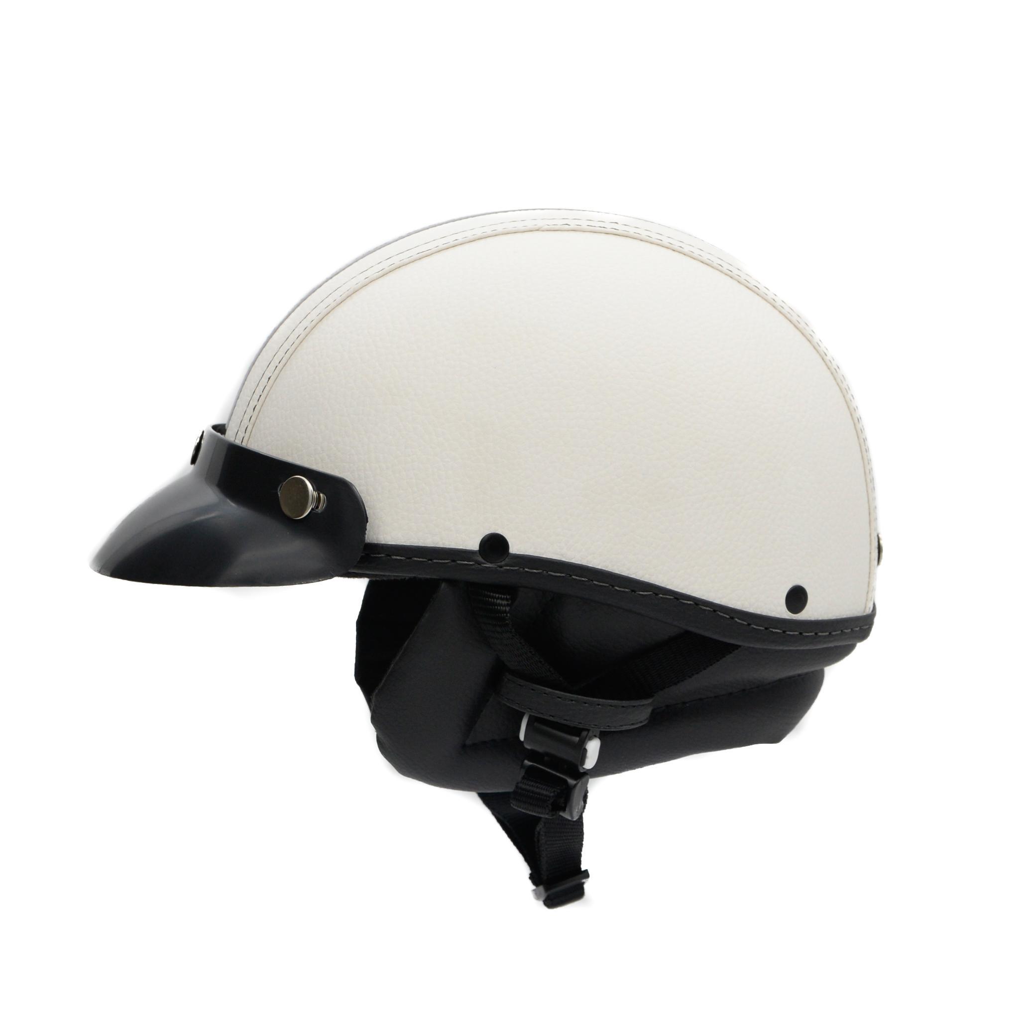 Miniatura Capacete Coquinho Scooter Moto Elétrica Bike Couro Branco