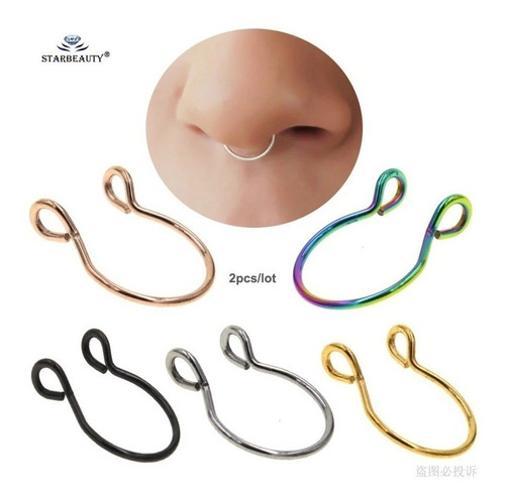 Miniatura Piercing Nariz Septo Argola Falso - Preto