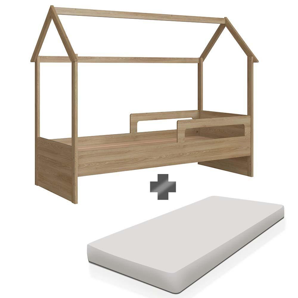 Miniatura Cama Casinha Montessori Com Colchão Solteiro Aveiro Oak Sorriso Jm Móveis