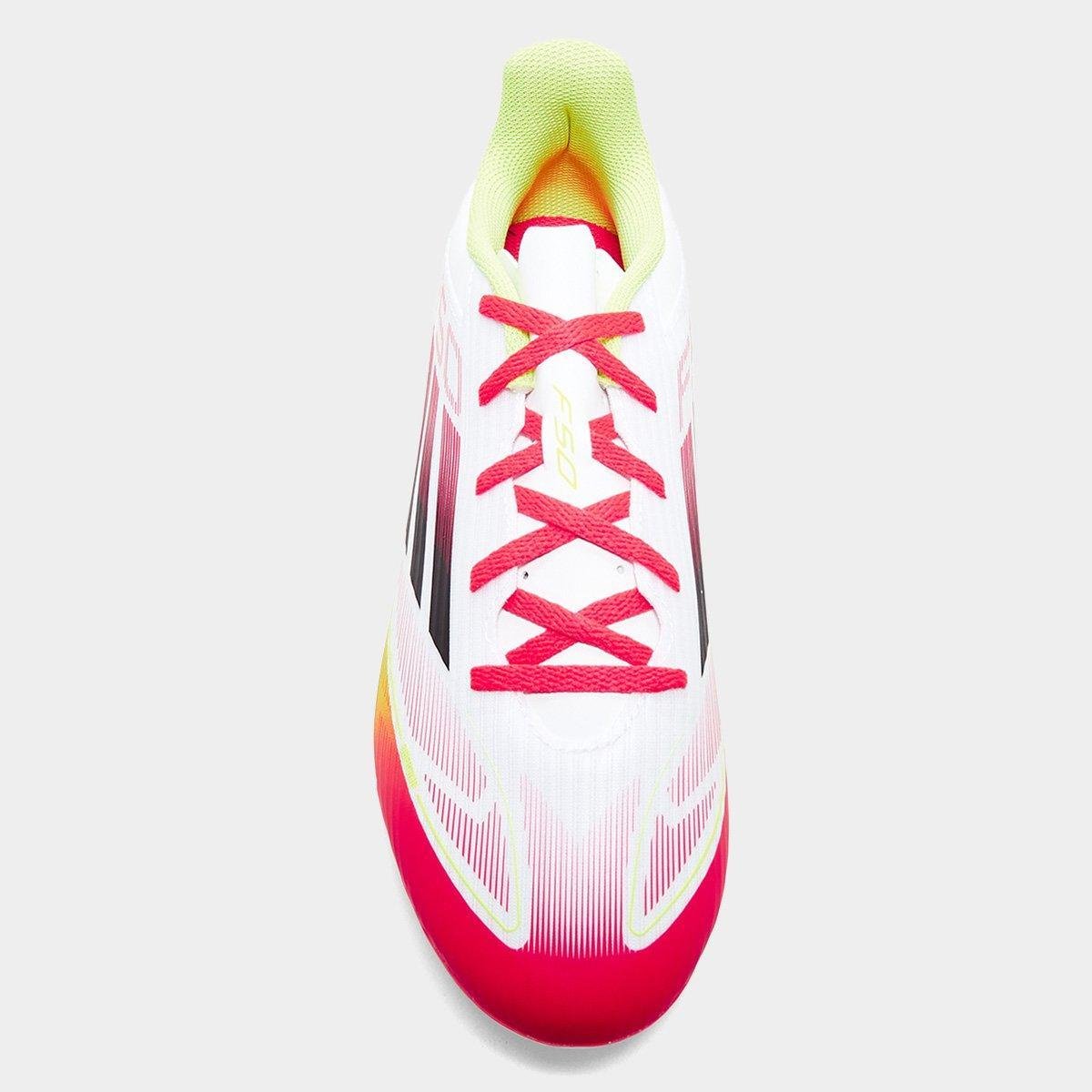 Miniatura Chuteira Campo Adidas F50 Club Unissex Branco+Rosa - 37