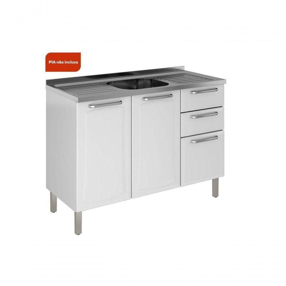 Miniatura Balcão Cozinhas Itatiaia Tarsila - 3 Portas E 2 Gavetas C- Entrada Para Pia - Branco