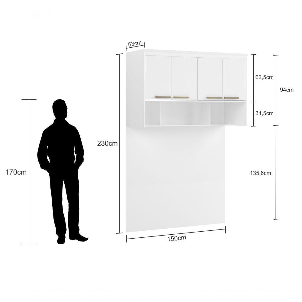 Miniatura Módulo Aéreo Para Cama De Casal Com Painel Mdf Lotus Belmax Cor:carvalho
