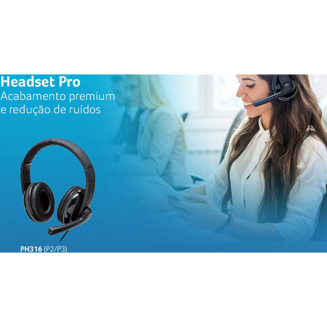 Miniatura Fone Ouvido Headset Pro P2 Microfone Anti Ruidos Pto Ph316
