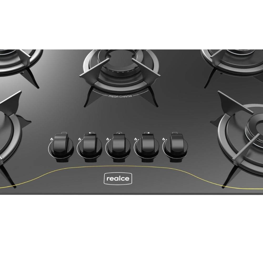 Miniatura Cooktop 5 Bocas a Gás Realce Bivolt CR225 Preto - 127/220
