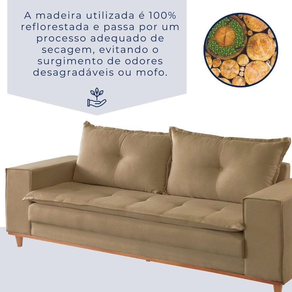 Sofá 4 Lugares 220cmx 92cm X 81cm Caparaó Bege