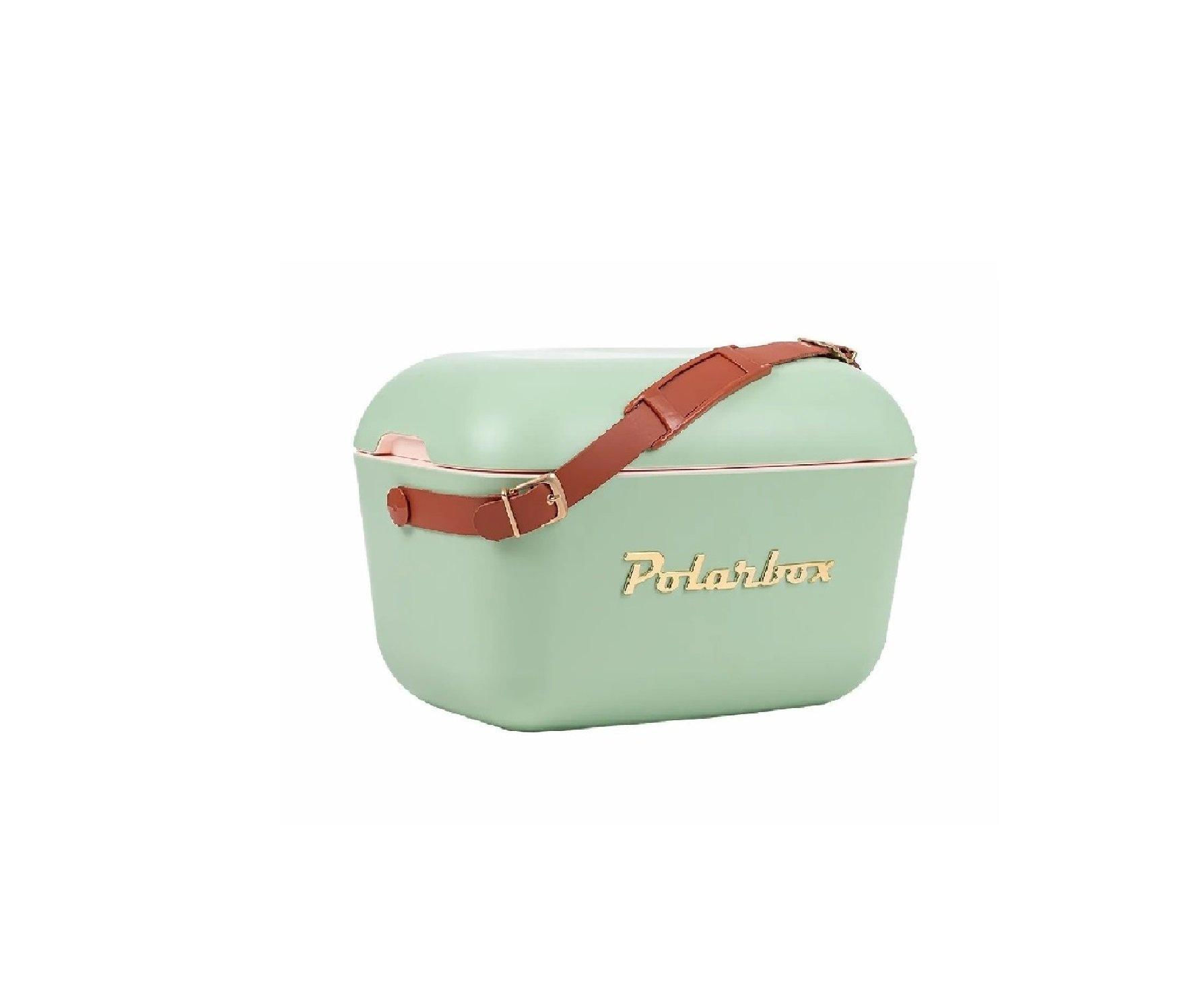 Miniatura Bolsa Térmica Cooler Retrô Com Alça Em Couro 12 Litros Verde