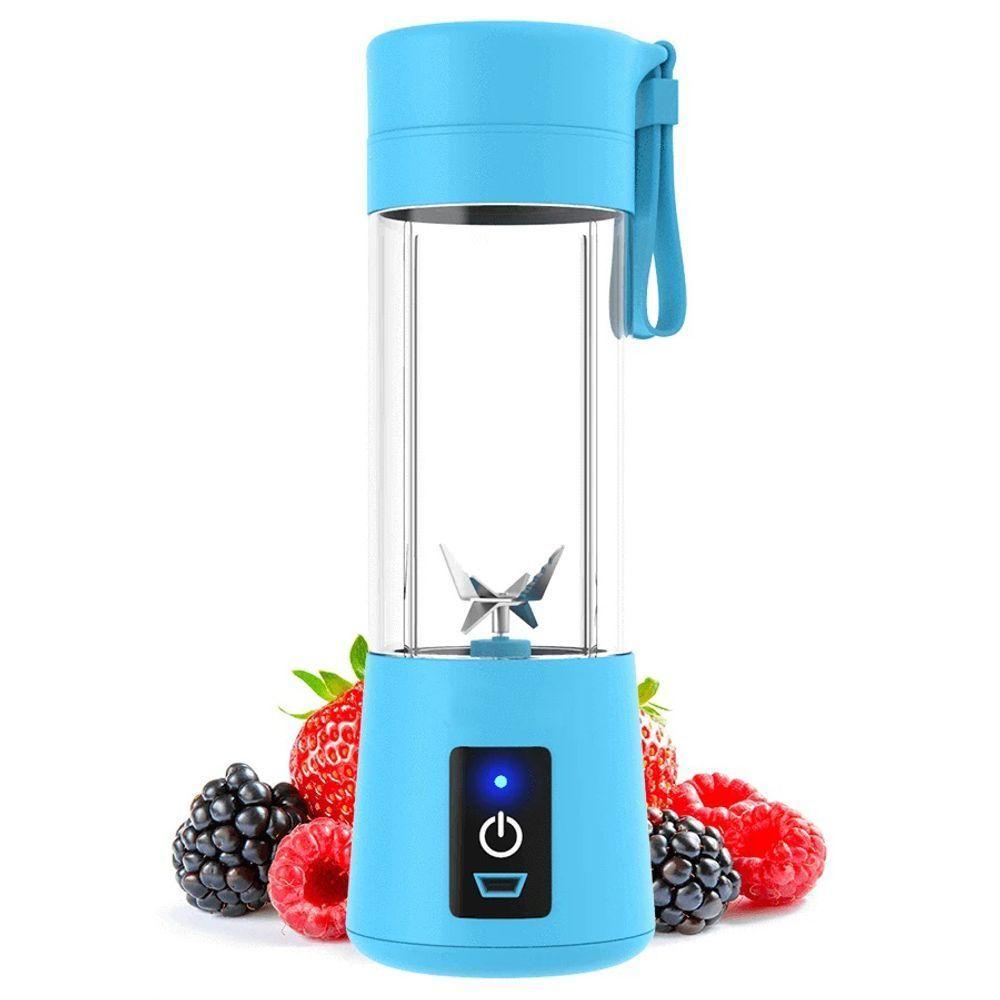 Miniatura Mini Liquidificador Mixer Juice Cup Portatil 320ml Usb 6 Lâminas - Juicer - Azul