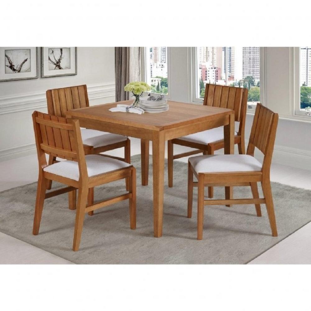 Miniatura Conjunto Mesa de Jantar Angra 90 cm com 4 Cadeiras Mel