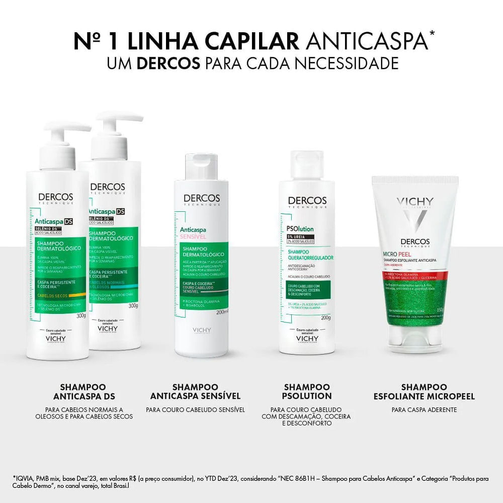 Miniatura Shampoo Anticaspa Ds Vichy Dercos Oily Cabelos Normais a Oleosos 300g