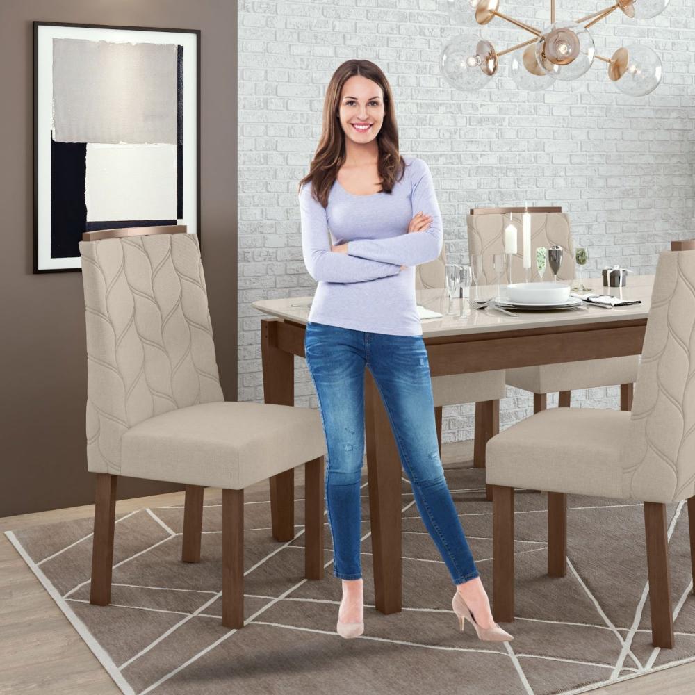 Kit 2 Cadeiras Astrid Móveis Lopas Imbuia Clean/Rinzai Bege