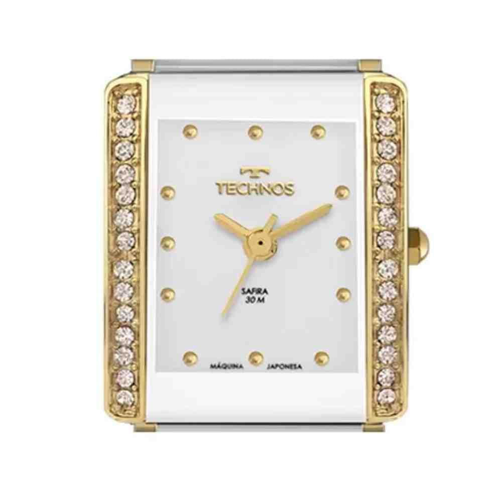 Miniatura Relógio Technos Ceramic Saphire Branco Dourado Feminino 5Y30